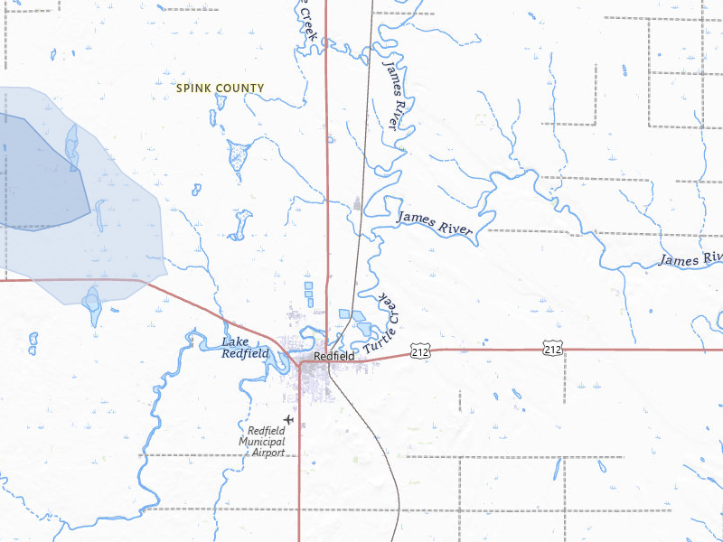 NEXRAD radar-signature map of the hail storm over Redfield, SD on Aug 18, 2026