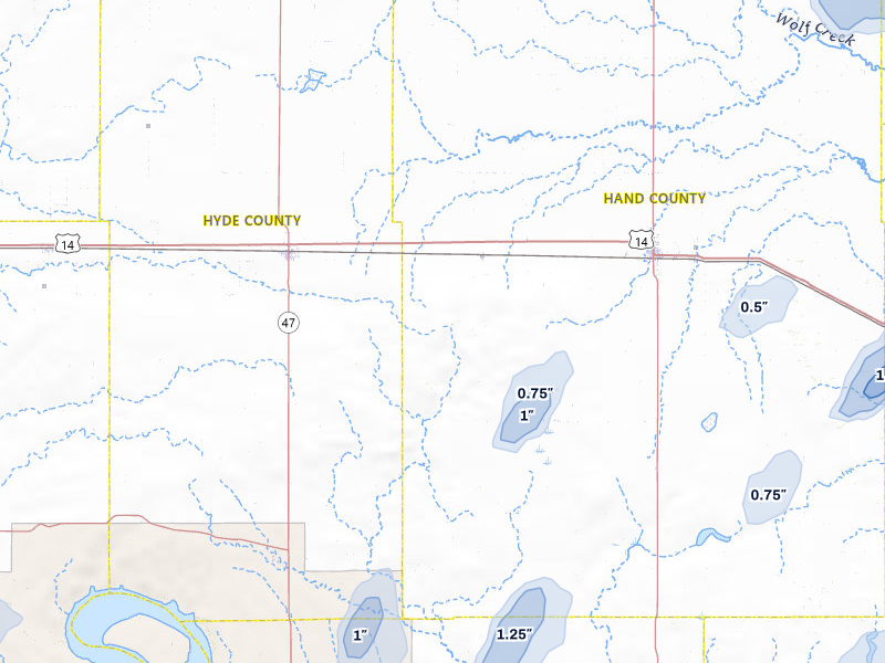 NEXRAD radar-signature map of the hail storm over Ree Heights, SD on Jun 3, 2026