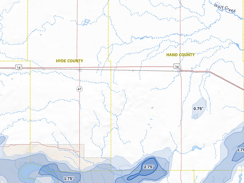 NEXRAD radar-signature map of the hail over Ree Heights, SD