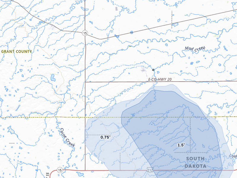 NEXRAD radar-signature map of the hail storm over Revillo, SD on Jul 10, 2026