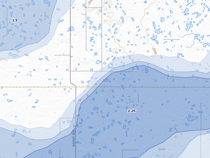 NEXRAD radar-signature map of the hail storm over Roscoe, SD on Jul 7, 2026