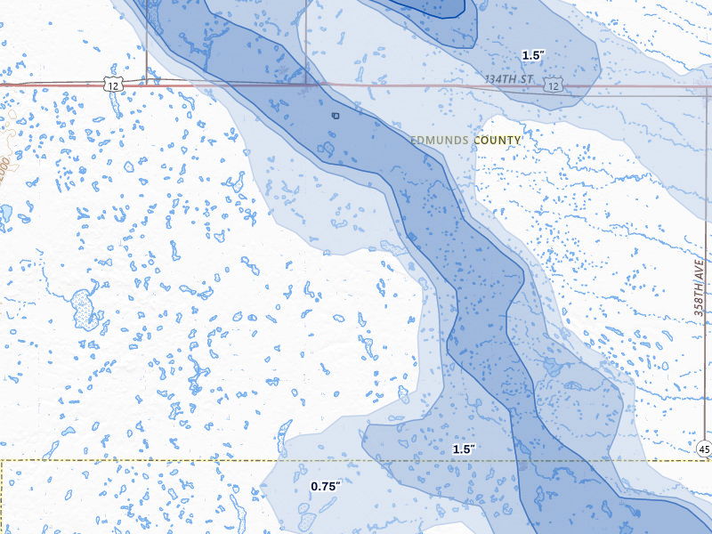 NEXRAD radar-signature map of the hail storm over Roscoe, SD on Aug 8, 2026