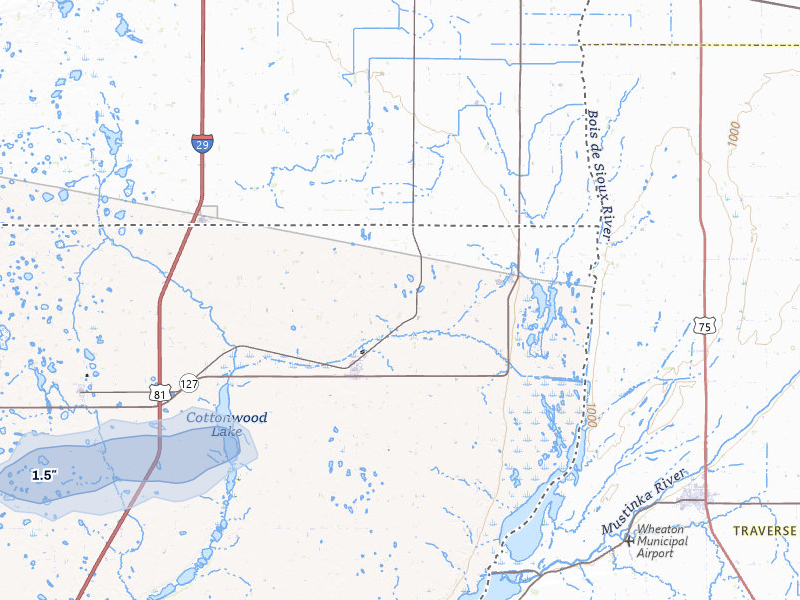 NEXRAD radar-signature map of the hail storm over Rosholt, SD on Jun 3, 2026