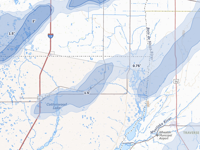 NEXRAD radar-signature map of the hail storm over Rosholt, SD on Jun 29, 2026