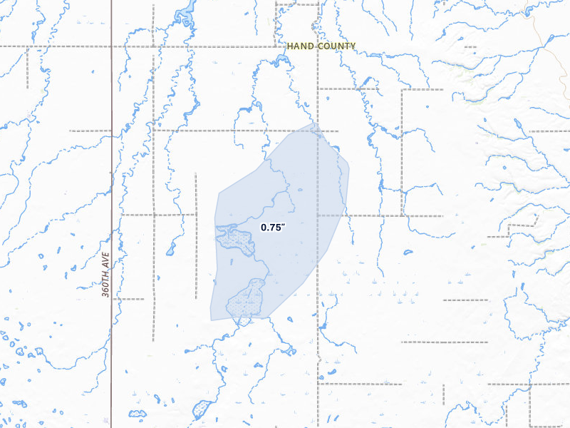 NEXRAD radar-signature map of the hail over Saint Lawrence, SD