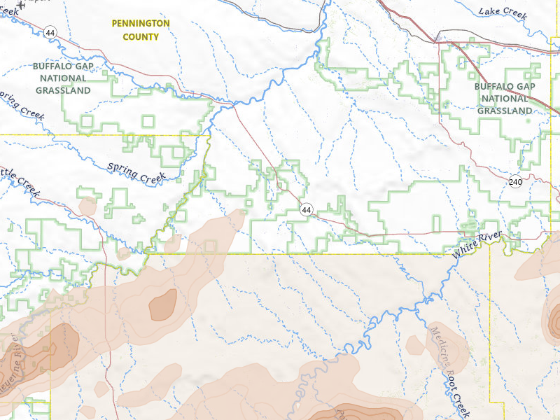 Radar-estimated hail-size map of the storm over Scenic, SD on Jun 2, 2026