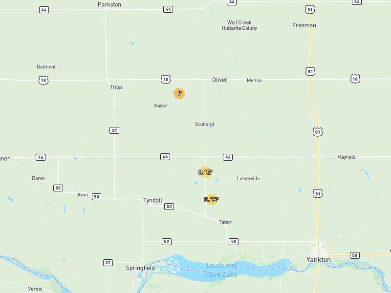 Hail map of Scotland, SD on Jul 1, 2026, hail up to 1"