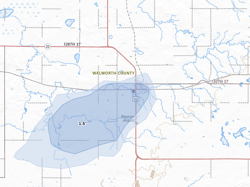 NEXRAD radar-signature map of the hail storm over Selby, SD on Jul 6, 2026