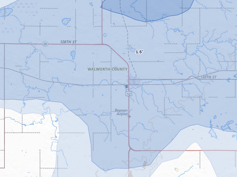 NEXRAD radar-signature map of the hail storm over Selby, SD on Jul 7, 2026