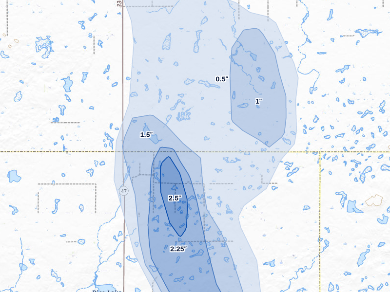 NEXRAD radar-signature map of the hail over Seneca, SD