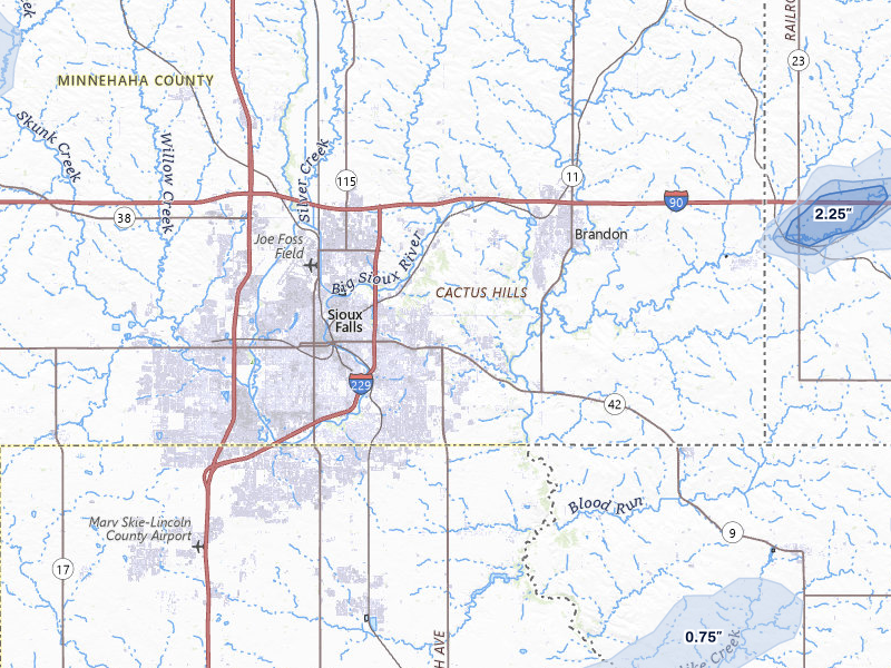 NEXRAD radar-signature map of the hail storm over Sioux Falls, SD on May 17, 2026