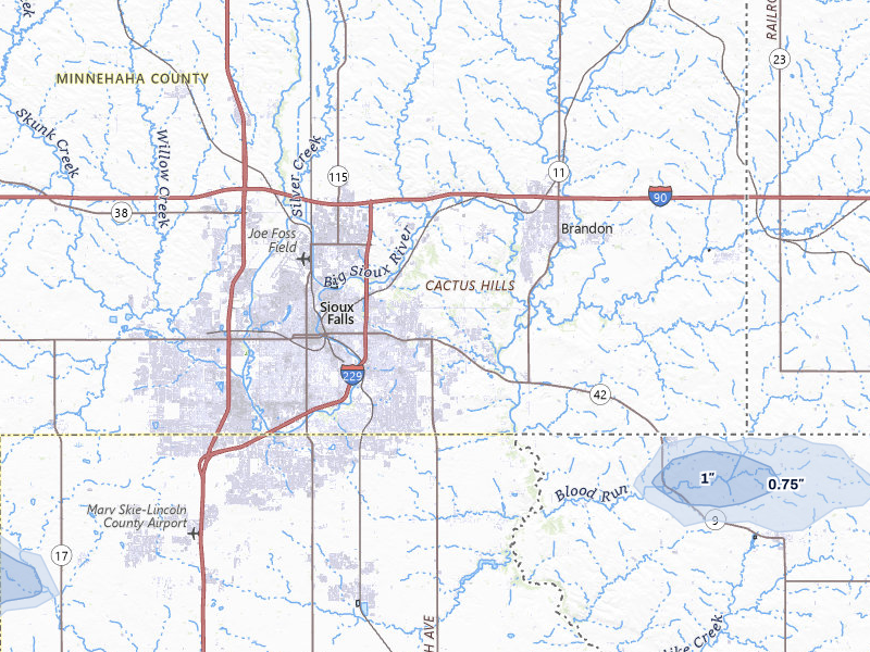 NEXRAD radar-signature map of the hail storm over Sioux Falls, SD on May 31, 2026
