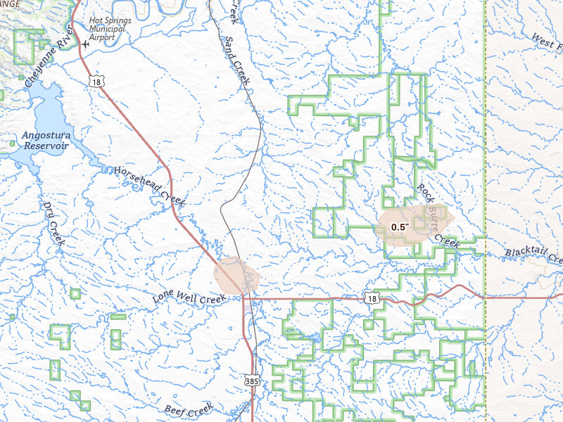 Radar-estimated hail-size map of the storm over Smithwick, SD on Jul 9, 2026