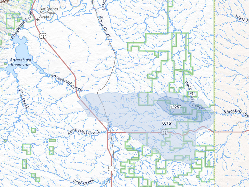 NEXRAD radar-signature map of the hail storm over Smithwick, SD on Jul 9, 2026