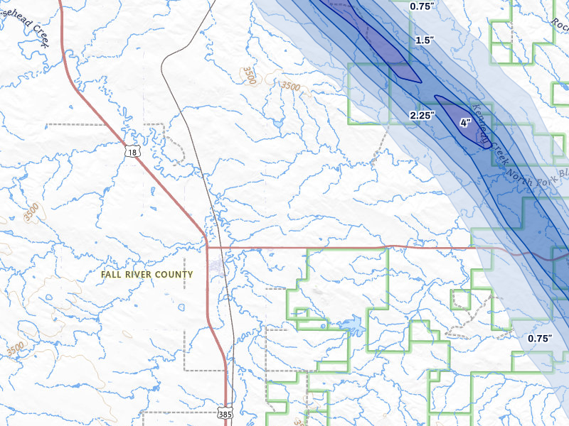 NEXRAD radar-signature map of the hail storm over Smithwick, SD on Aug 21, 2026