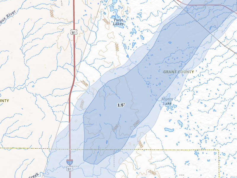 NEXRAD radar-signature map of the hail storm over South Shore, SD on Jun 29, 2026
