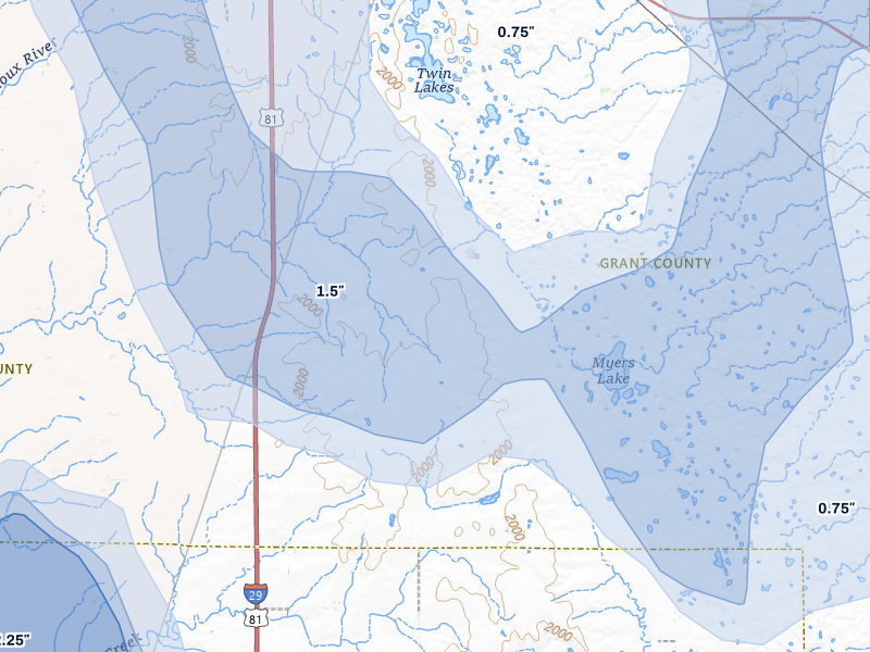 NEXRAD radar-signature map of the hail storm over South Shore, SD on Jul 6, 2026