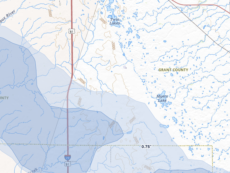 NEXRAD radar-signature map of the hail storm over South Shore, SD on Jul 7, 2026