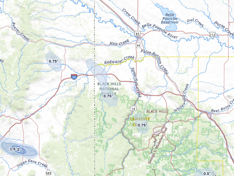 NEXRAD radar-signature map of the hail over Spearfish, SD