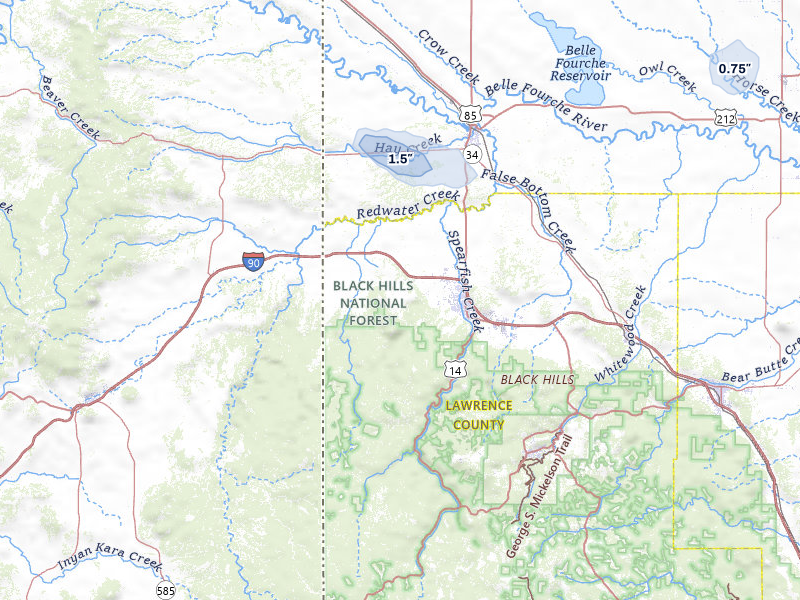NEXRAD radar-signature map of the hail storm over Spearfish, SD on Jul 30, 2026
