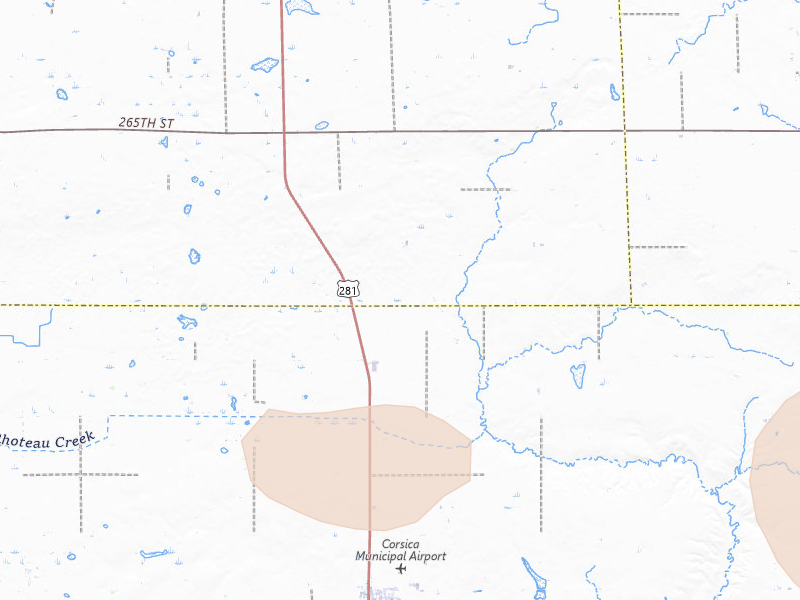 Radar-estimated hail-size map of the storm over Stickney, SD on Jul 25, 2026
