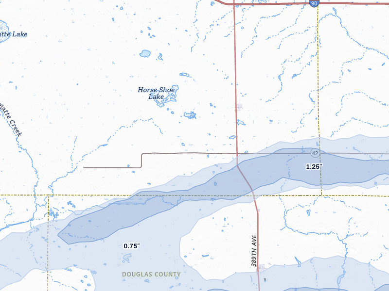 NEXRAD radar-signature map of the hail storm over Stickney, SD on Aug 3, 2026