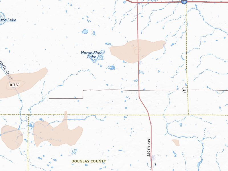 Radar-estimated hail-size map of the storm over Stickney, SD on Sep 1, 2026