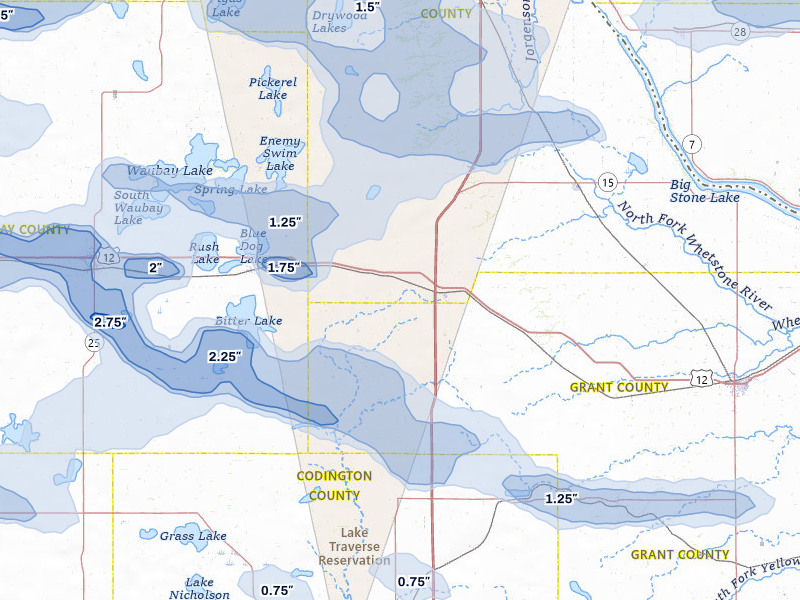 NEXRAD radar-signature map of the hail storm over Summit, SD on Jul 7, 2026
