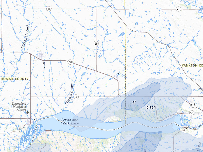 NEXRAD radar-signature map of the hail over Tabor, SD