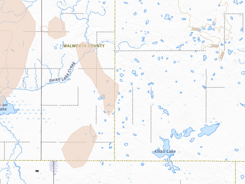 Radar-estimated hail-size map of the storm over Tolstoy, SD on Jun 7, 2026
