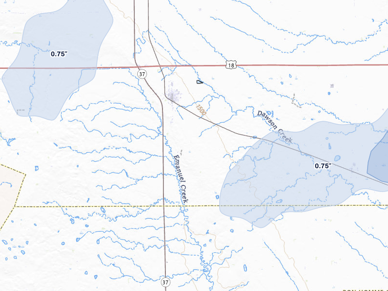 NEXRAD radar-signature map of the hail storm over Tripp, SD on Jun 30, 2026
