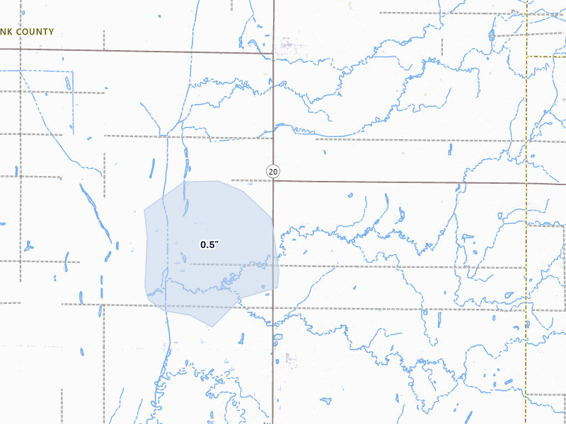 NEXRAD radar-signature map of the hail over Turton, SD