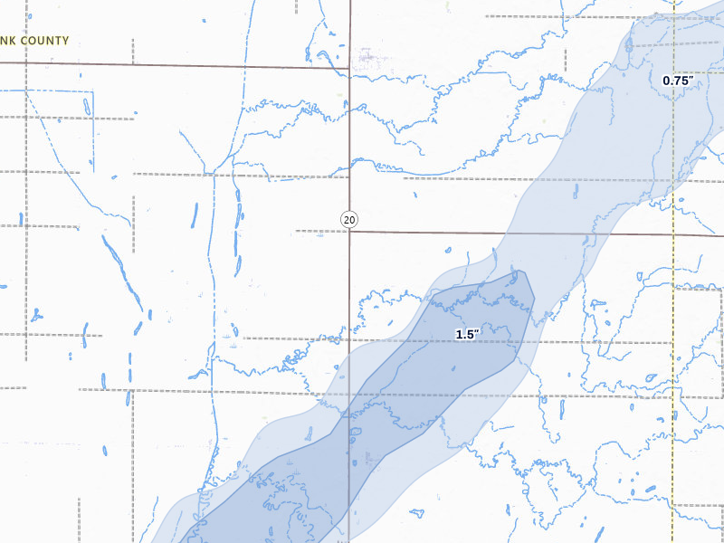 NEXRAD radar-signature map of the hail storm over Turton, SD on Jun 29, 2026