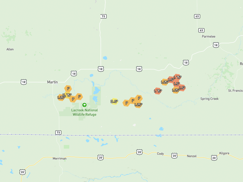 Hail map of Tuthill, SD on Jun 5, 2026, hail up to 1.75"