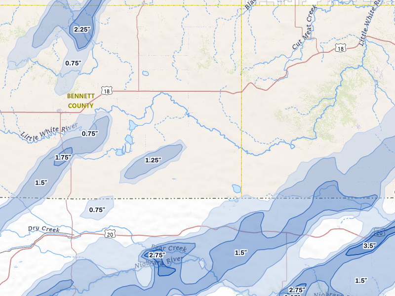 NEXRAD radar-signature map of the hail storm over Tuthill, SD on Jun 27, 2026