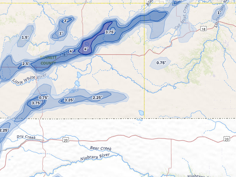NEXRAD radar-signature map of the hail storm over Tuthill, SD on Jun 28, 2026