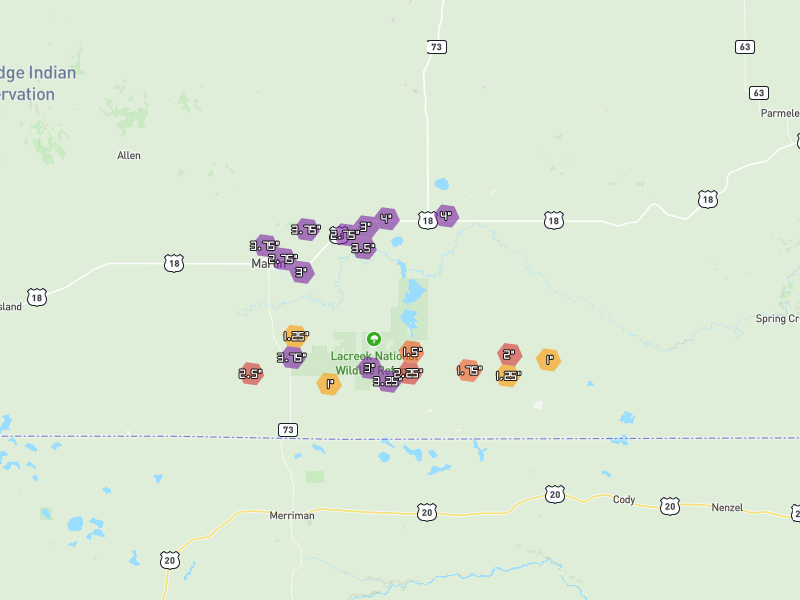 Hail map of Tuthill, SD on Jun 29, 2026, hail up to 4"