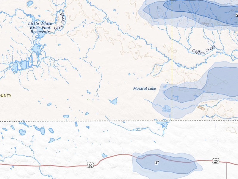 NEXRAD radar-signature map of the hail storm over Tuthill, SD on Aug 8, 2026