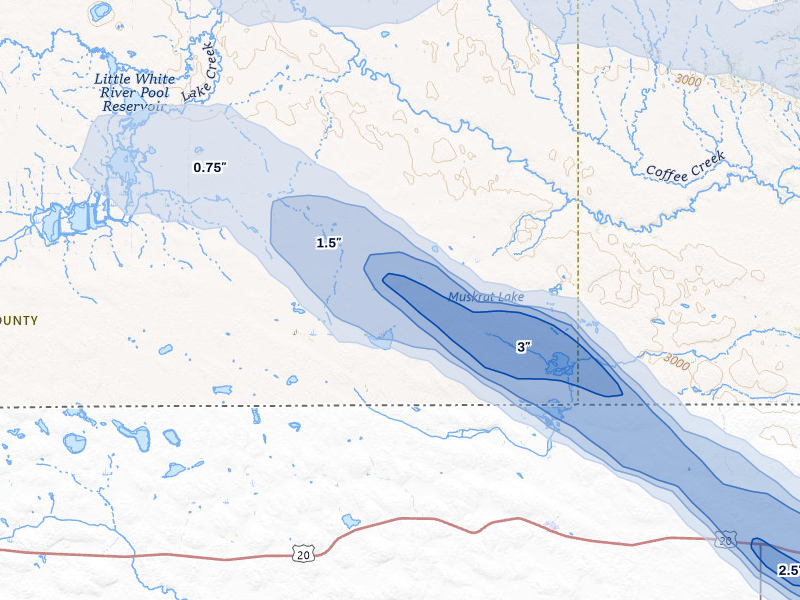 NEXRAD radar-signature map of the hail storm over Tuthill, SD on Aug 11, 2026