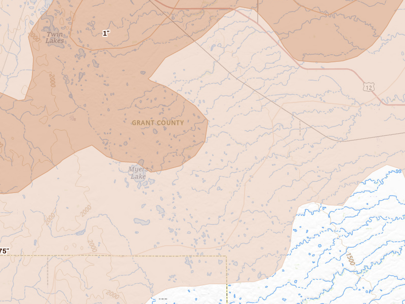 Radar-estimated hail-size map of the storm over Twin Brooks, SD on Jul 6, 2026