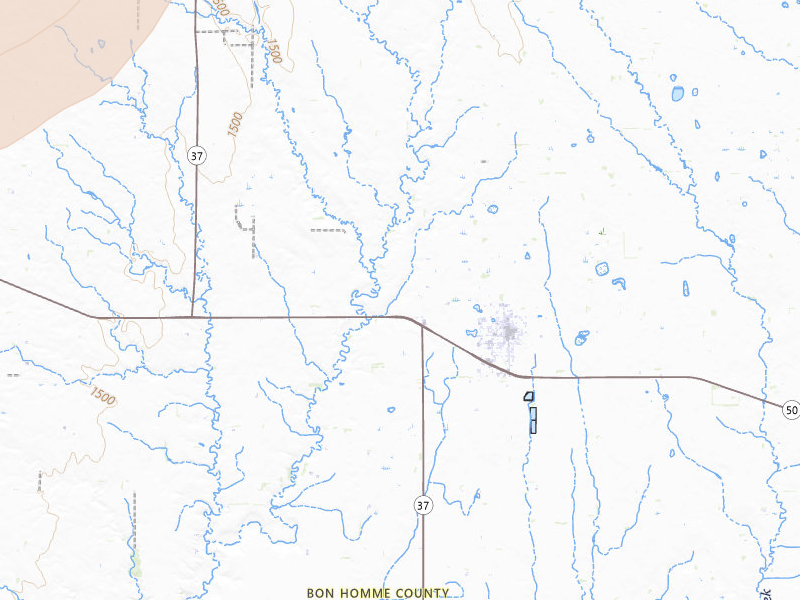 Radar-estimated hail-size map of the storm over Tyndall, SD on Jun 27, 2026