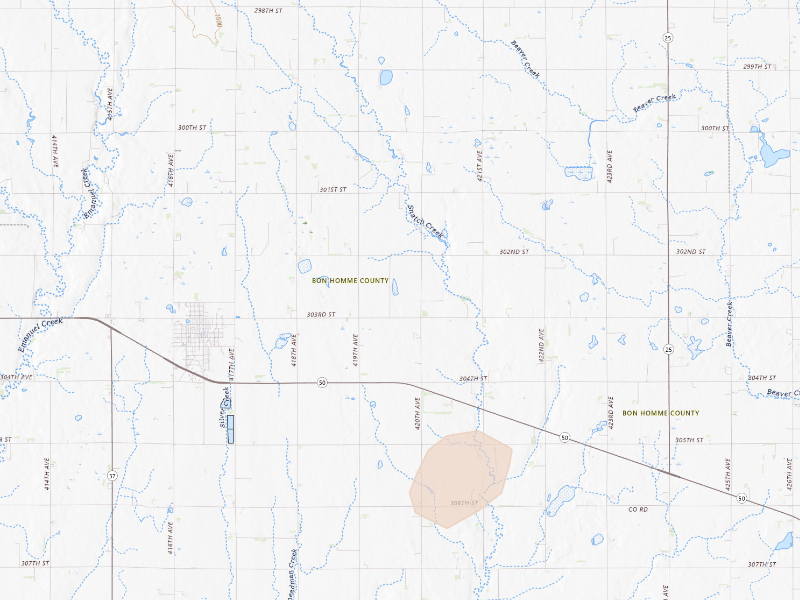 Radar-estimated hail-size map of the storm over Tyndall, SD