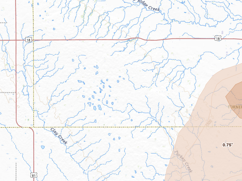 Radar-estimated hail-size map of the storm over Viborg, SD on May 31, 2026