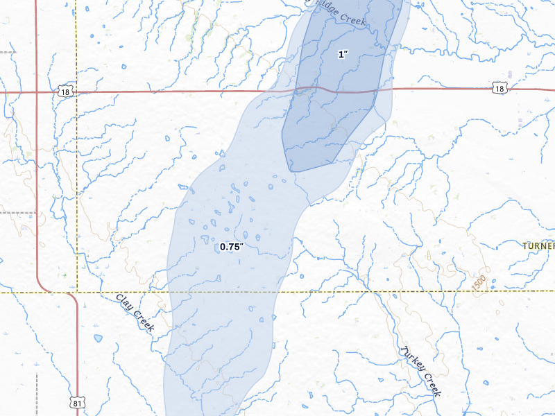 NEXRAD radar-signature map of the hail storm over Viborg, SD on Jun 30, 2026
