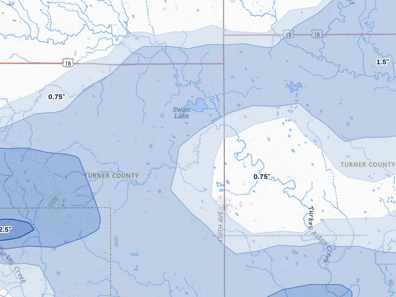 NEXRAD radar-signature map of the hail storm over Viborg, SD on Aug 10, 2026