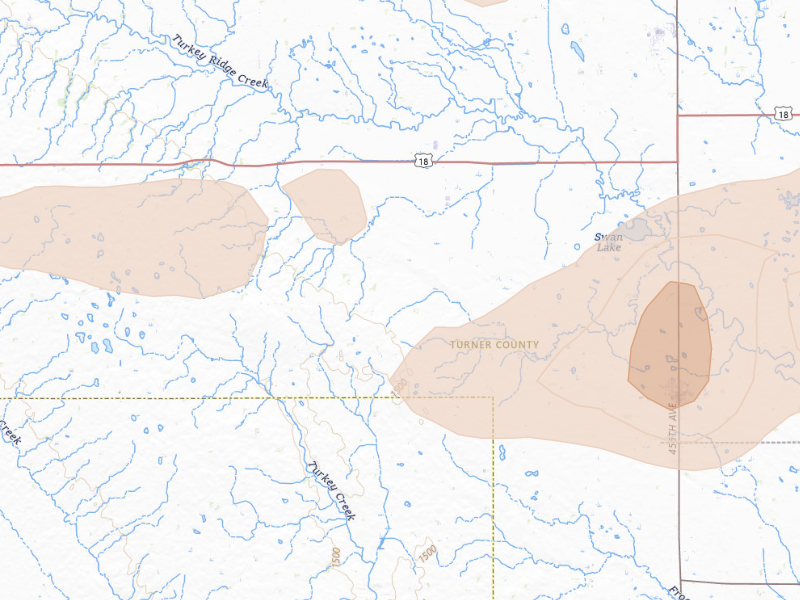 Radar-estimated hail-size map of the storm over Viborg, SD