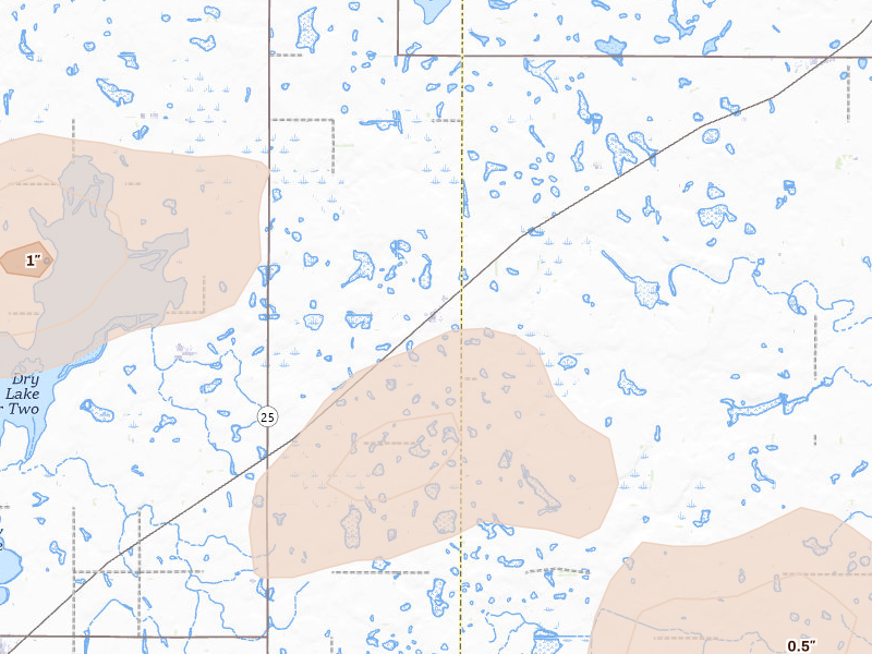 Radar-estimated hail-size map of the storm over Vienna, SD on Jun 4, 2026