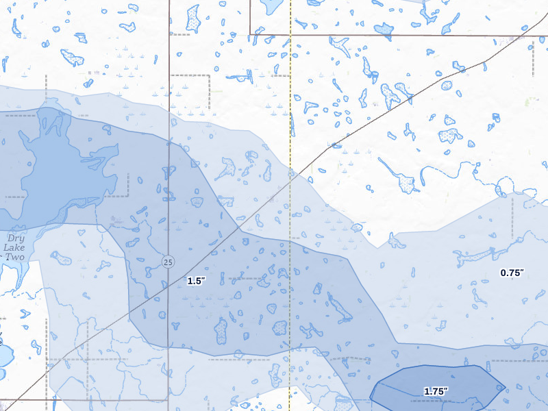 NEXRAD radar-signature map of the hail over Vienna, SD