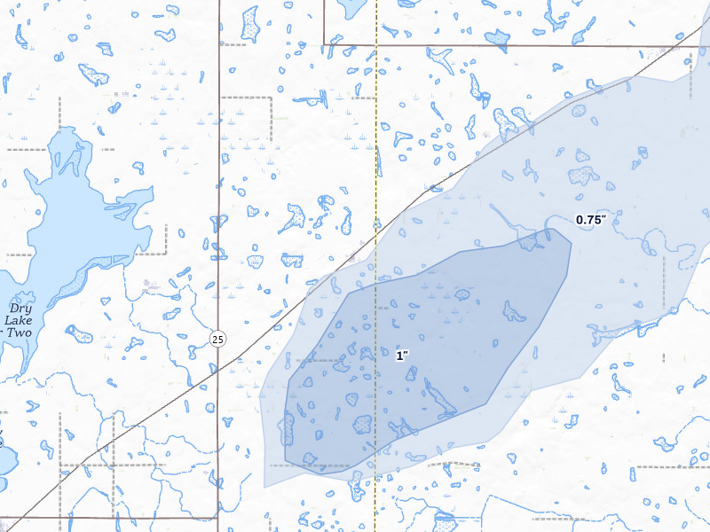 NEXRAD radar-signature map of the hail over Vienna, SD