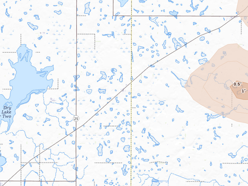 Radar-estimated hail-size map of the storm over Vienna, SD on Jul 6, 2026